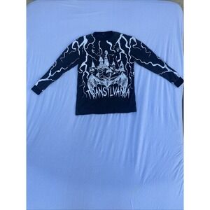 Dolls Kill Transylvania Monsters Castle T-Shirt Faded Long Sleeve Sz S(Oversize)